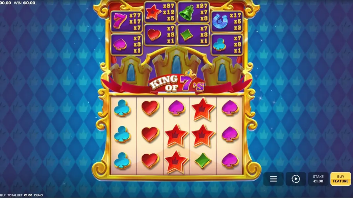 King of 7's slot machine interface na may mga korona at Lucky 7 symbols