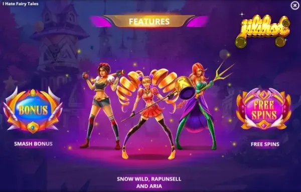 Isang makulay at nakakatuwang visual mula sa slot game na I Hate Fairytales na nagpapakita ng mga kakaibang karakter.
